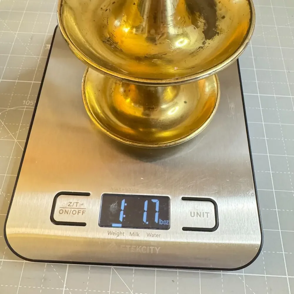 Antique Solid Brass Candlestick Holders Pair 19th Century 3